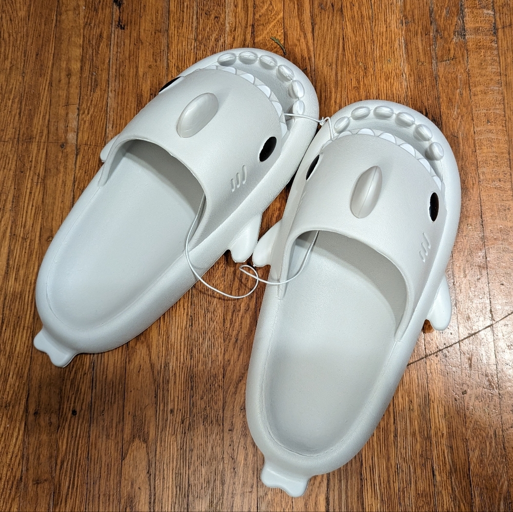 Light Grey Shark Slides size 38-39 brand new
